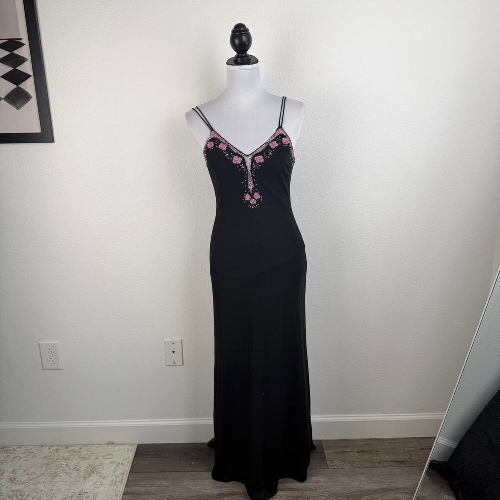 Black maxi dress with pink